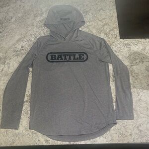Gray Battle Athletic Dri Fit Long Sleeve Slim Fit Hoodie Mens Large